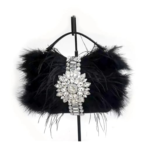 Sac en plumes et pochette de soirée diamant pour mariage et fête pour femme