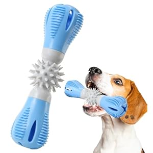 Durable Dog Chew Toy, Natural Rubber Treat Dispensing Puzzle Toy for Small & Medium Breeds – Interactive Teething, Training, and Dental Care Toy to Keep Dogs Engaged & Relieve Boredom (Blue)