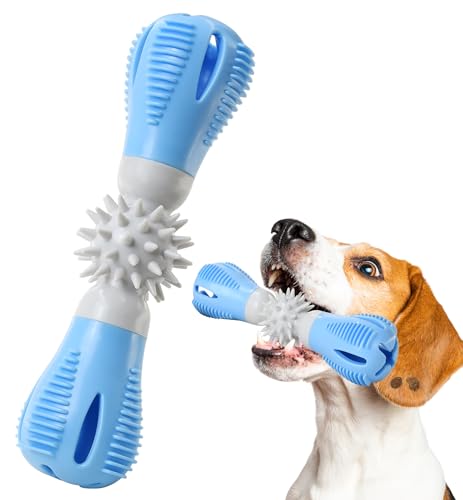 IPTPAS Durable Dog Chew Toy, Natural Rubber Treat Dispensing Puzzle Toy for Small & Medium Breeds – Interactive Teething, Training, and Dental Care Toy to Keep Dogs Engaged & Relieve Boredom (Blue)