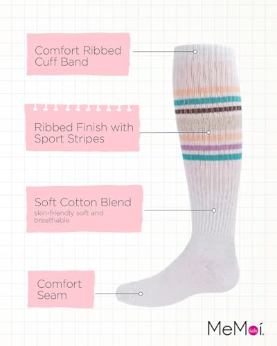 MeMoi Girls' Metallic Sport Stripe Knee-High Socks3