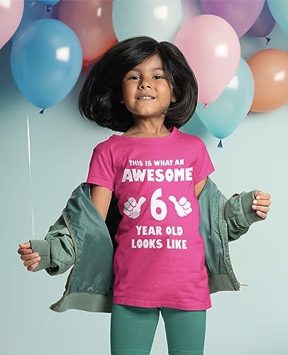 Tstars This is What an Awesome 6 Year Old Looks Like Shirt - 6th Birthday Girls' Fitted T-Shirt for Kids2