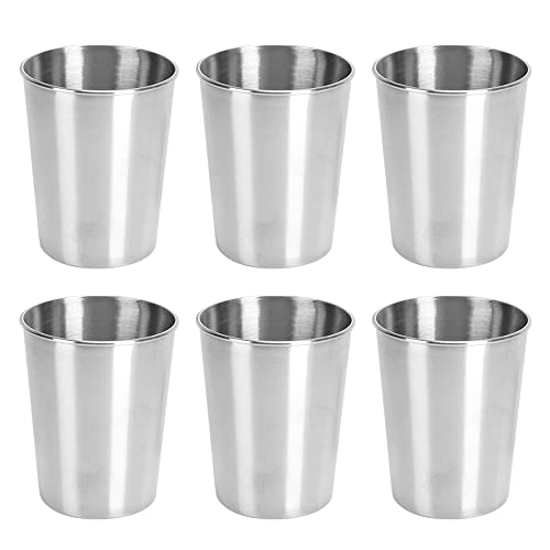MOPOIN Tasses en Acier Inoxydable, 6pcs 250ml, Empilables et Réutilisables pour Boire, Gobelet pour Voyage Camping Boisson Bière Whisky