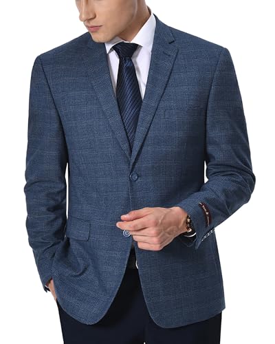 Men's Blazer Classic Fit Houndstooth Plaid Sport Coat Lightweight Two Button Stylish Suit Jacket2