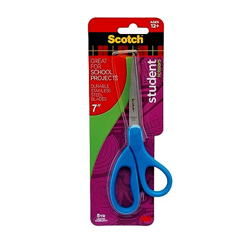 Scotch Student Scissors, 7-Inch - Blue, Green, or Purple, Colors May Vary (1407S-MIX) - image 7