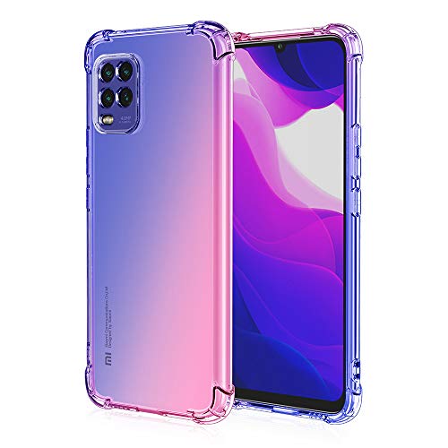 DAYNEW Funda para Xiaomi Mi 10 Lite 5G, Carcasa Protectora Antigolpes Gradiente de Color con Parachoques de TPU Suave Flexible Anti-Choques Compatible para Xiaomi Mi 10 Lite 5G ?Azul/Rosado?