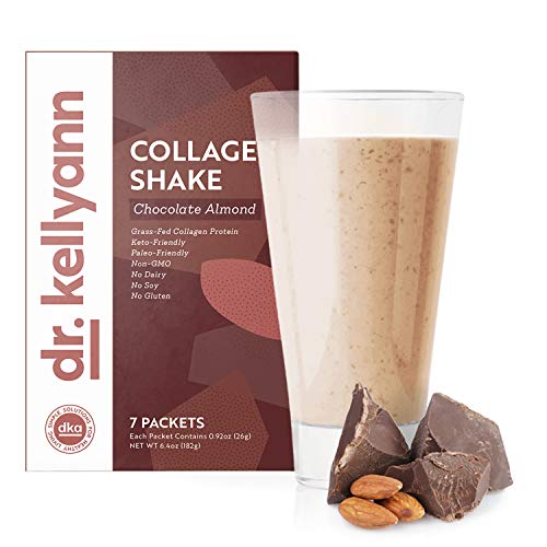 Keto Chocolate Almond Shakes - 100% Grass Fed Collagen Protein by Bone Broth Expert Dr. Kellyann - Gluten Free, Dairy Free, Soy Free, Non-GMO - Perfect for Keto, Paleo & Weight loss Diets (7 servings)