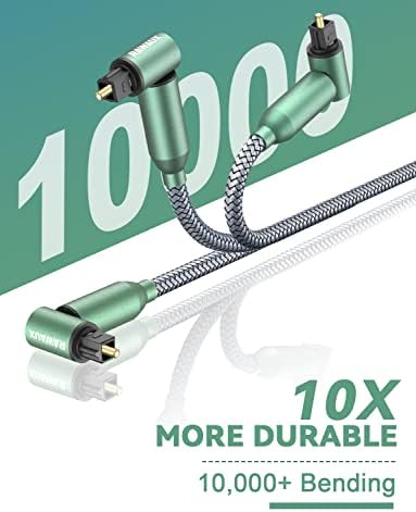 RAWAUX 2M Optical Cable, 90 Degree Optical Audio Cable, Right Angle Digital SPDIF Optical Cable Gold-plated Plug Fiber Optic Cable Compatible with Soundbar to TV, Home Theater, PS4, Xbox, Playstation