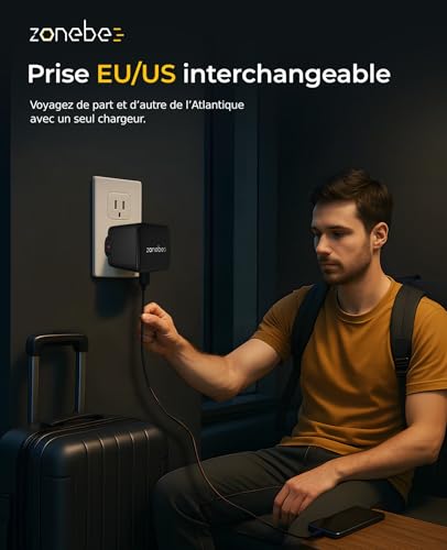 Cargador GaN 35W Zonebee soluciona cables rotos gracias a su sistema retráctil doble USB-C 3