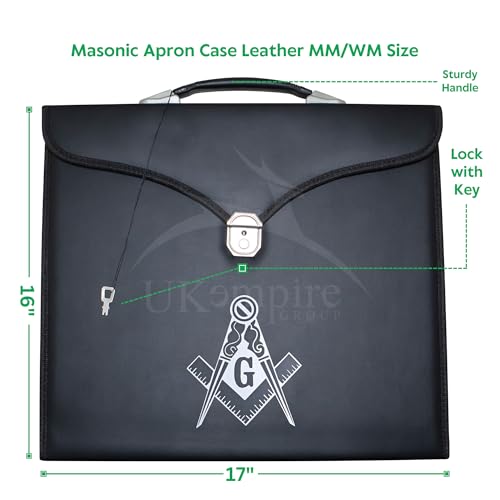 Masonic Apron Case Leather Master Mason (Printed) MM, Provincial Size | Freemason Carrying Bags (Silver) by UK EMPIRE GROUP - Image 2