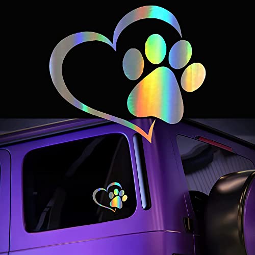 Jinyunduosp Heart With Dog Paw Puppy Love Footprint Vinyl Decals Bumper Stickers For Cars, Van, Trucks, Laptop (White, 4.33" X 3.66") (Color) #TOP5