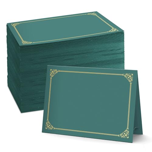 BELLE KR® Green Certificate Holders 8.5 x 11, 100 Pcs - Used as Award Certificate Folders with Gold Foil Border for Letter Size 8.5