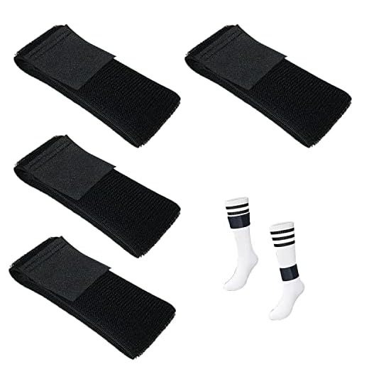 DGBRSM 4pcs Soccer Shin Guard Straps 12x2 Black Adjustable Nylon Elastic Sports Strap Non-Crash Sports Bandage