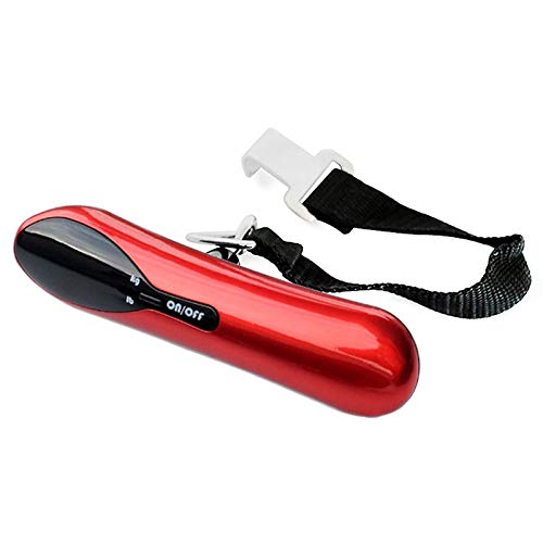 Pocket Key Chain Scales,Hand Held Suitcase Scales 50kg/110lb Pocket Mini Luggage Scale for Travel Fishing Hanging Steelyard Scale (Color : Silver) (Color : Red, Size : -)