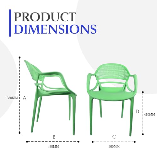 Image of DIYA Sunset Garden Plastic Chair |Outdoor Balcony Arm Chair for Lawn & Home | UV-Resistant PP Body, Strong Build, 1-Year Warranty - Set of 2 (Green)