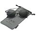 SojoS Classic Mens Womens Double Metal Bridge Round Sunglasses SJ2024 With Black Frame/Grey Lens