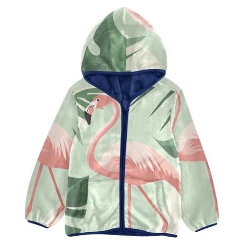 Flamingo Graphic Girls Fleece Jacket Girls Fall Jacket Girls Zip Up Hoodie Girls Sherpa Jacket 2-10T