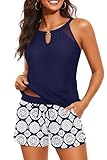 Talisea Womens Tankini Swimsuits with Shorts - 2 Piece Bathing Suits with Pocket Boyshorts Blouson Tummy Control Swimwear