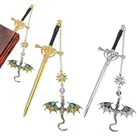 2 marcapáginas de dragón, marcapáginas de espada de metal,