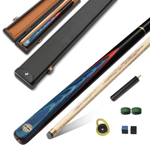pindaprda English Snooker Cue with 10mm Cue Tips Handmade Billiard Cue 145cm 19oz, (Blue)