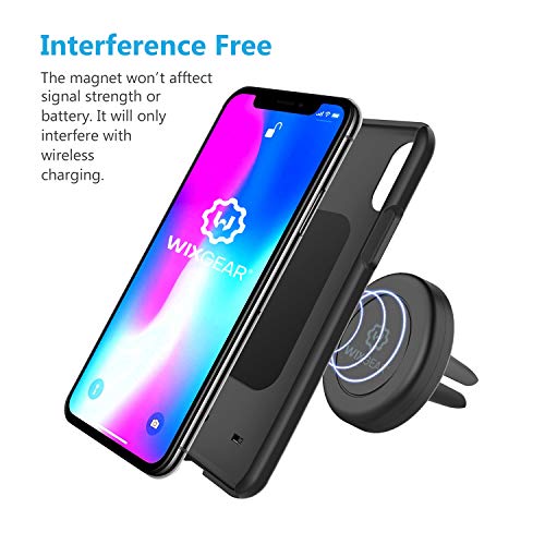 Wixgear Magnetic Phone Holder For Car, [2 Pack] Universal Air Vent Magnetic Phone Mount For Car, Car Phone Holder Mount For Cell Phones And Mini Tablets With 4 Metal Plates #TOP1