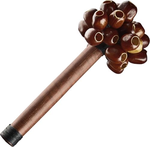 The Kenari shaker is a percussion instrument often used in sound healing that produces a gentle rattling sound reminiscent of a flowing stream. It is made from the seed shells of the