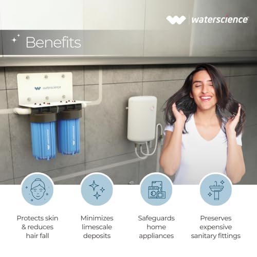 Image of WaterScience RIO 2 Stage 10-Inch Mainline Hard Water Filter for Bathroom and Kitchen | Water Softener for Home | Applicable for 1BHK Home with High Sediment | Wall /Floor Mount- 2Y Warranty