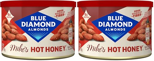 Image of Blue Diamond Almonds, Made with Mike's Hot Honey Infused with Chilies For a Perfect Sweet and Spicy Snack Nut Combination, 6oz. Can (Pack of 2)