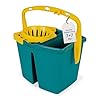 Tomaino - Secchio Lavapavimenti Doppia Vasca in Plastica - Mocio Lavapavimenti 7 litri con Strizzatore - 2 Vasche per Acqua Pulita e Sporca - Secchio Mocio Professionale e Casalingo