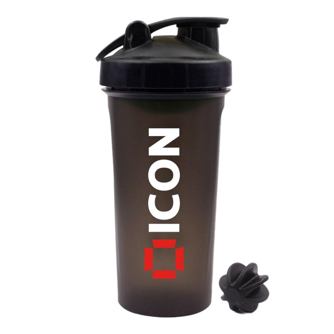 Classic Protein Shaker Bottle - 700ml, Made with BPA-Free Plastic, Leak-Proof Protein Shaker, Secure Lid and Mixing Ball, Ideal for Gym, Fitness, and Sports Protein Drink (Black)