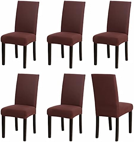 Sufdari Chair Covers 6 Grey ,Stretch Dining Chair Covers, Spandex seat Covers for Dining Chairs ,Elastic Washable Chair Protectors for Dining Room,Hotel,Restaurant,Banquet (6, Grey)