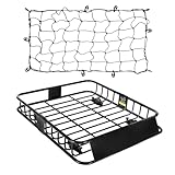 FORWODE 43 x 39 x 6 Inch Universal Roof Rack Carrier Basket, Rooftop Cargo Carrier Basket with 250 lbs Capacity, Rust-Proof Steel Heavy Duty Top Luggage Basket w/Net for Car, SUV or Truck