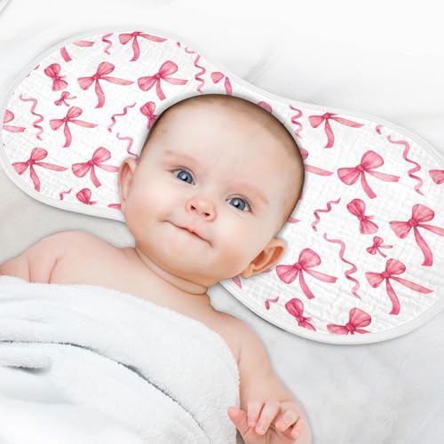 Pink Bows Muslin Baby Burp Cloths - Super Absorbent and Soft Burping Rags - Cotton Burp Clothes Set for Boys and Girls, 2 Pack4