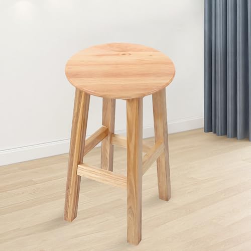 Housse de siège en bois massif kaki de tabouret rond chic - 8