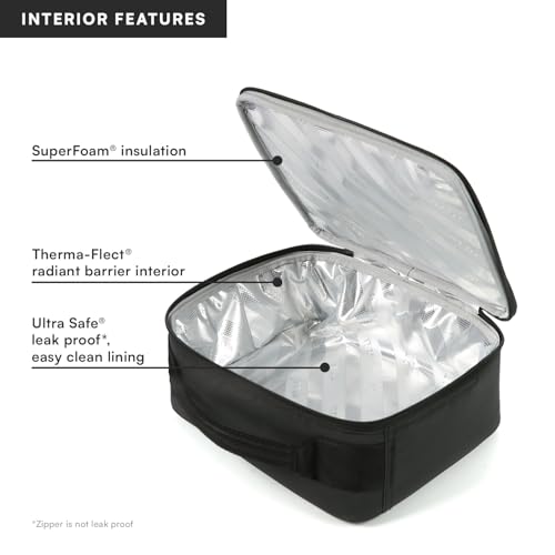 Image of Titan by Arctic Zone Fridge Cold Lunch Box with 2 Gel Ice Packs, Small Insulated Cooler Bag with Leak Proof Lining for School and Work, Black Ice