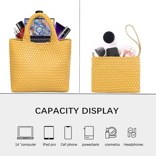 Image of JINMANXUE Fashion Woven Bag Shopper Bag Travel Handbags and Purses Women Tote Bag Large Capacity Shoulder Bags