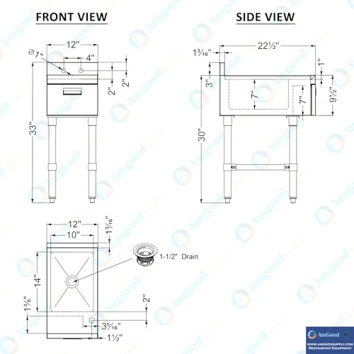 Image of 22.5 in. x 12 in. Stainless Steel Underbar Hand Sink with Soap and Towel Dispensers, 10 in. x 14 in. Bowl, Faucet, and Drain Basket