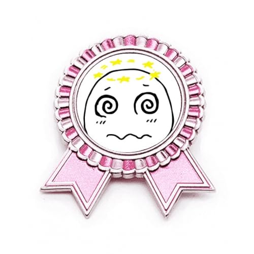 Badge broche rose et médaille dessin animé étoiles jaunes en métal
