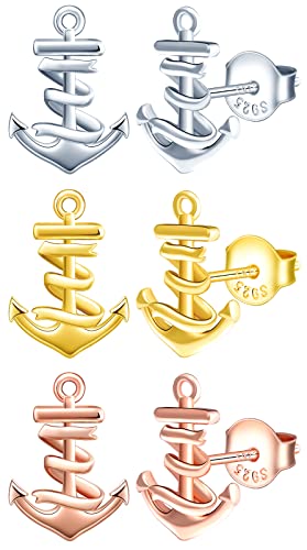 Aretes de ancla MicLee plata 925 regalo ideal cumpleaños de mujer y niña