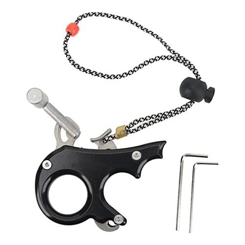 Segrehy Aluminum Alloy Archery Thumb Trigger Compound Bow Release Aids 3 Finger Grip Caliper Outdoor Hunting Shooting Accessories (Black)
