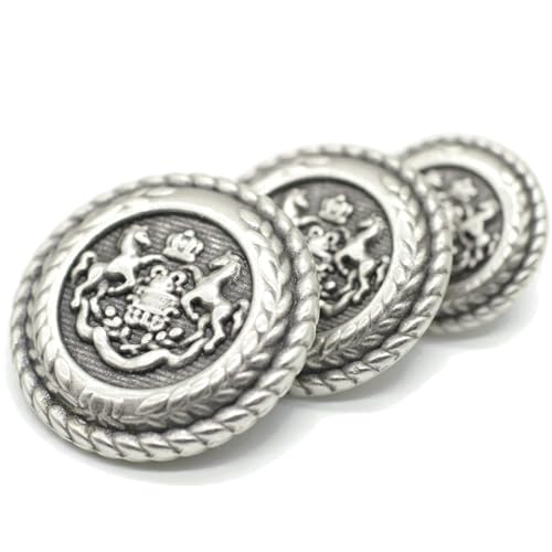 Antique Silver Metal Buttons - 12 Pcs - 3 Size