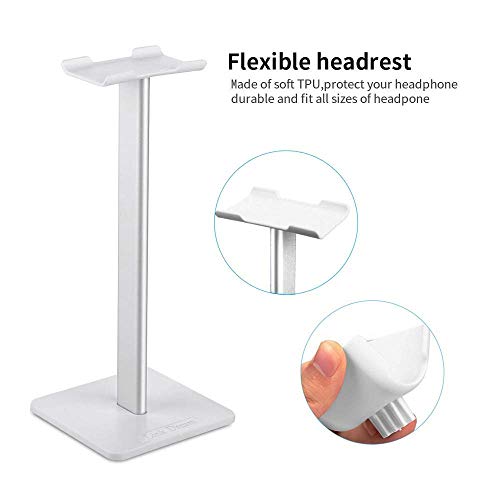 Link Dream Headphone Stand Headset Holder Gaming Headset Holder With Aluminum Supporting Bar Flexible Headrest Anti-Slip Earphone Stand For All Headphones, White #TOP4