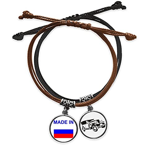 Bracelet l'amour en Russie en cuir véritable et cordon tressé main de haute qualité