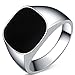 Stainless Steel Black Enamel Signet Ring