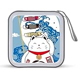 招き猫 鯉のぼり CDケース DVDケース 大容量 ハンドル付き 40枚収納 Blu-rayケース ディスクケース CD/DVD収納バッグ 薄型 両面収納 ファスナー付