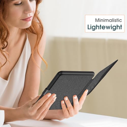 Image of Fintie Slim Case for 7 inch Kindle Paperwhite 12th Gen 2024 & Kindle Colorsoft | Lightweight PU Leather Hard Back Shell Cover, Magnetic Closure, Auto Wake /Sleep, for Kindle Paperwhite 2024, Gray /Black