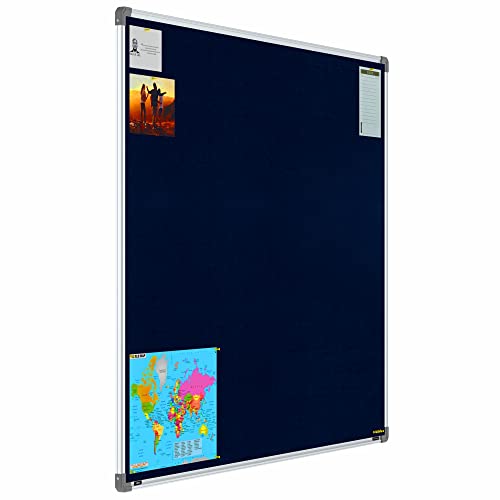 Image of Scholar Art Metis 4x5 Feet Fabric Pin-up Notice Board for Office, Home & School | High Strength Velvet Cloth + High Density Soft Board for Pinning Photos, Sticky Notes & Reminders (Dark Blue)