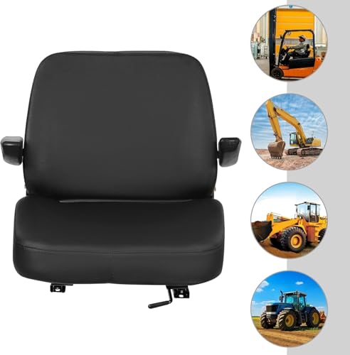 Miniatura 3 de Asiento Universal De Repuesto, 28 23 Cm Instalación De Vías, Asiento De Tractor Con Vías, Para Carretilla Elevadora Con Reposabrazos Ajustables, Construcción De Pvc Resistente, Exterior 48 46 51 Cm