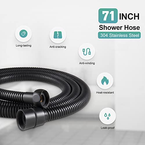 Shower Head - 9 Settings High Pressure Detachable Handheld Showerhead,Sr Sun Rise Power Wash Spray Hand Showers With Extra Long Hose And 360° Adjustable Wall & Overhead Brackets (Matte Black) #TOP4