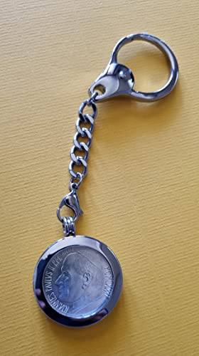 Llavero de plata Juan Pablo II con 500 liras numismáticas 2