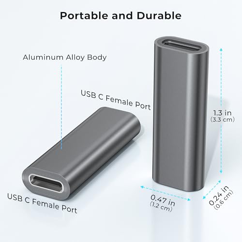 Image of Basesailor USB C Female to Female Adapter 3-Pack,USBC 3.1 10GBps 100W PD Coupler for Connecting Two Type C Cable,Thunderbolt 3 Compatible Extension Connector for USB-C Devices